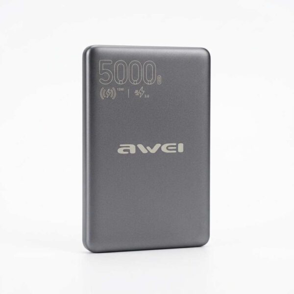 AWEI MH312 5000mAh 20W Magnetic Wireless Fast Charging Power Bank (Dark Grey)