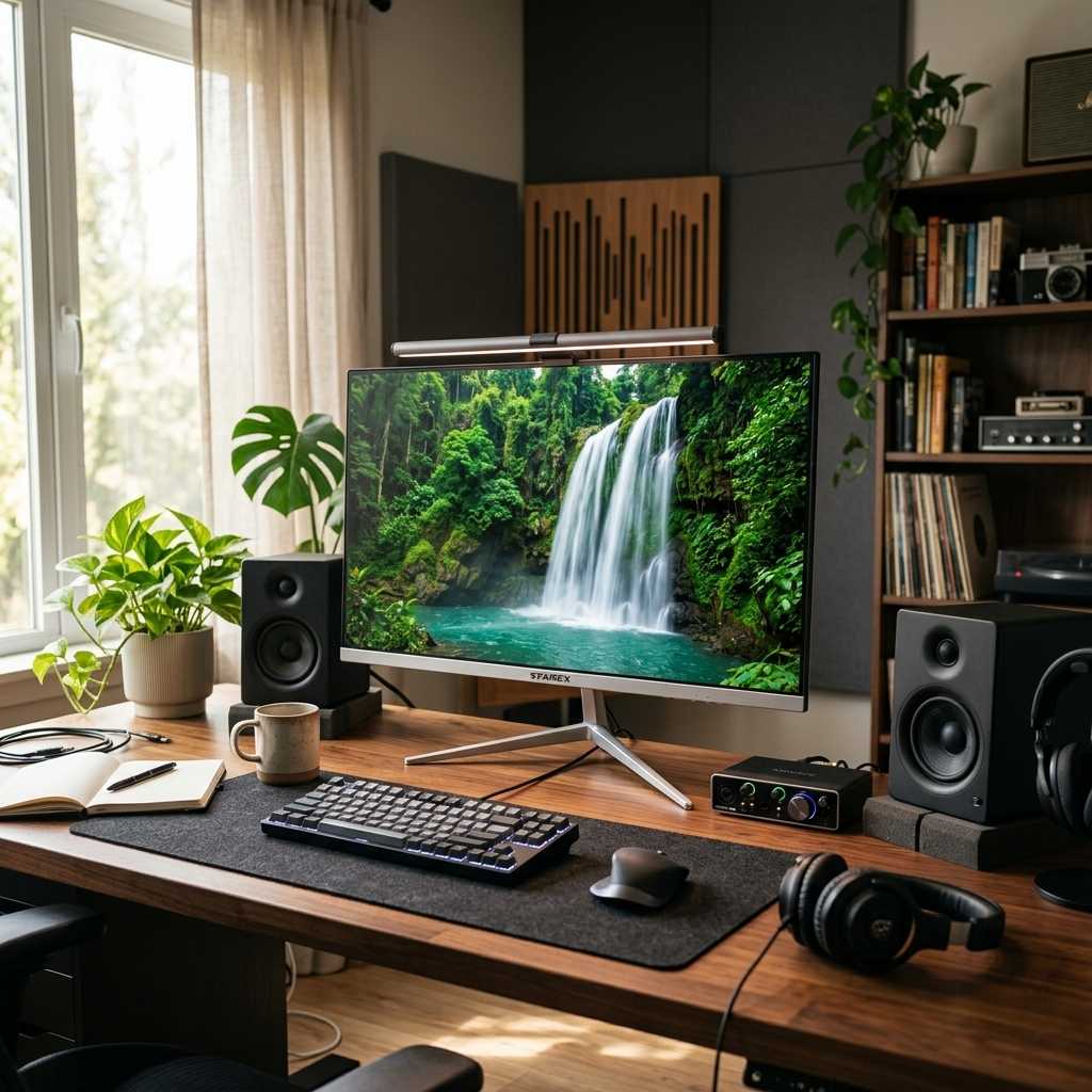 Starex HT24IPS100 Curved Monitor Workspace Setup