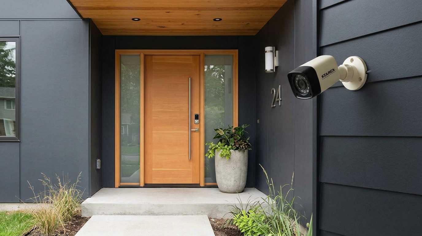 Starex Outdoor Bullet Camera Mounted on Building